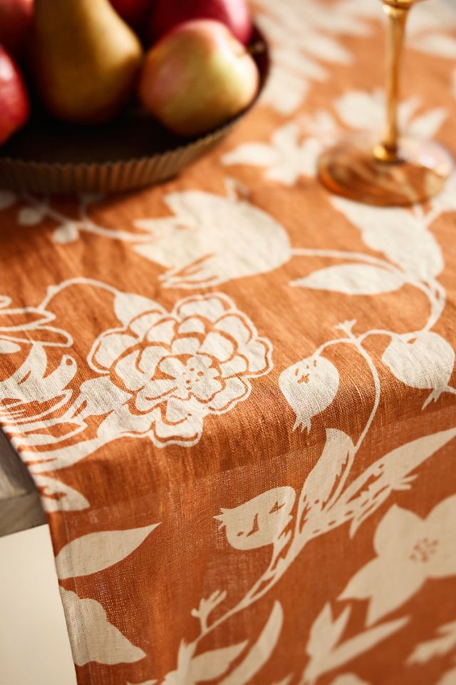 Autumn Botanical Linen Runner #1