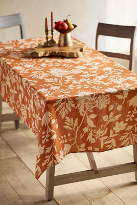 Terrain Autumn Botanical Linen Tablecloth In Brown