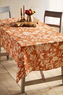 Autumn Botanical Linen Tablecloth