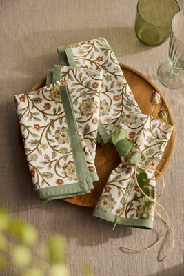 Terrain Roja Cotton Napkins, Set Of 4 Olive