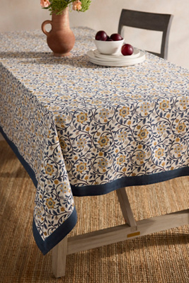 Terrain Roja Cotton Tablecloth, Indigo