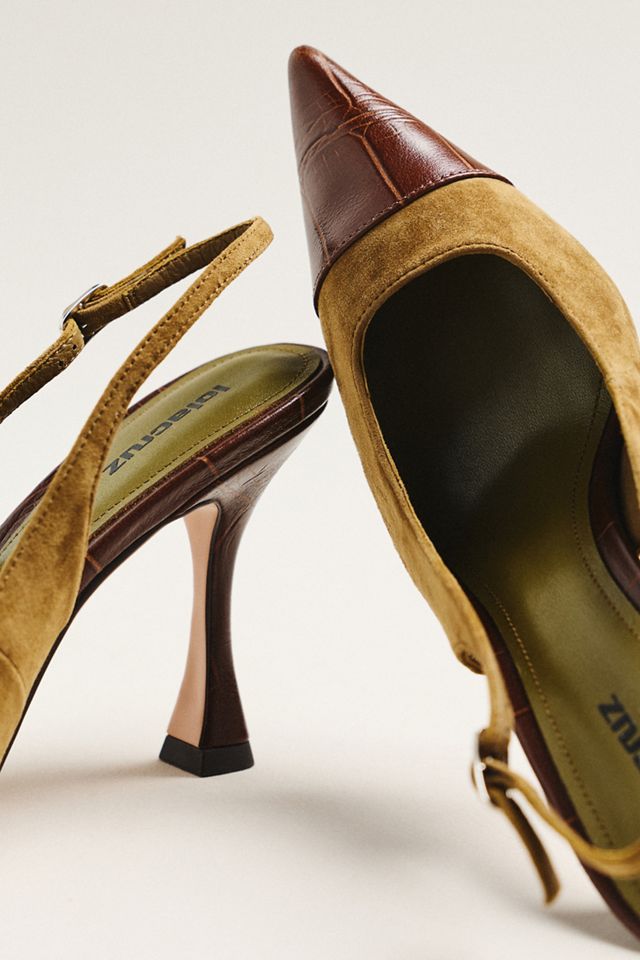 Lola Cruz Mixed Materials Slingback Heels #2