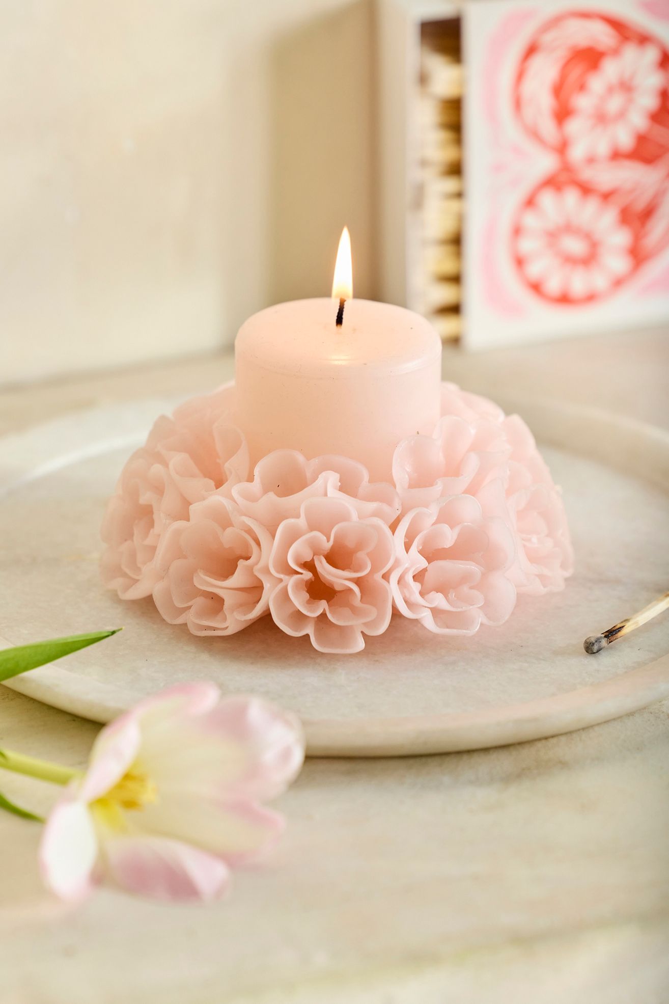Oaxacan Floral Marigold Candle - Pink, M
