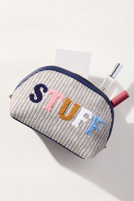 Shiraleah Stuff Knit Zip Pouch In Gray