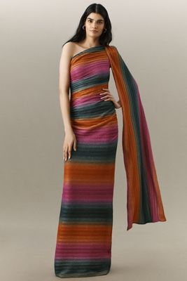 Black Halo Vella One-Shoulder Column Maxi Dress