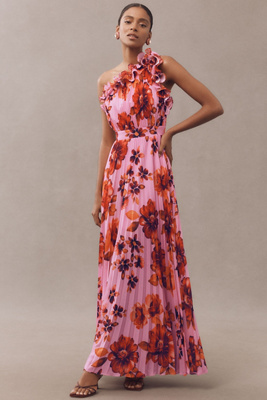 One-Shoulder Ruffled Fit & Flare Vida Maxi Dress