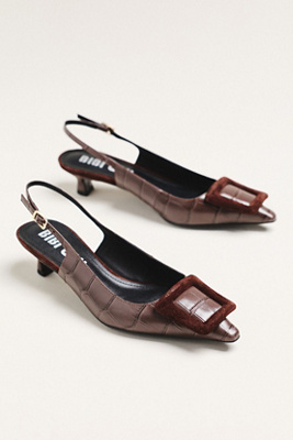 Bibi Lou Robin 2 Slingback Heels In Brown
