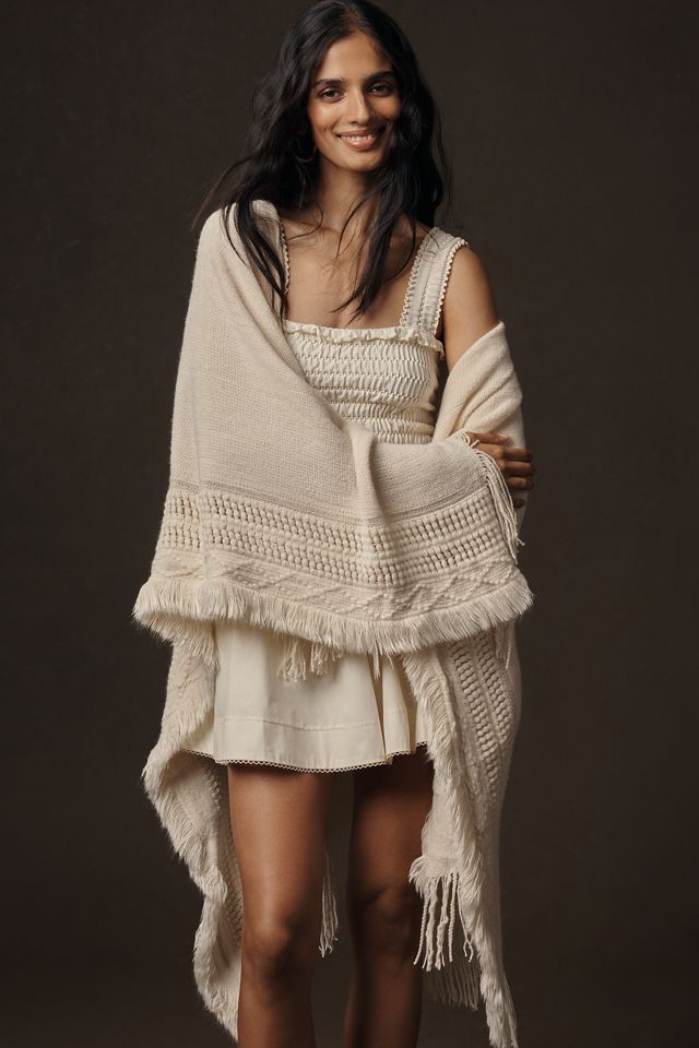 By Anthropologie Fringed Knit Wrap #1