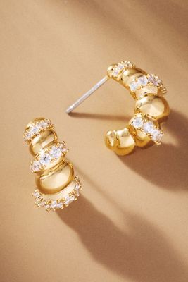 NADRI Pisa Puffy Pavé Hoop Earrings