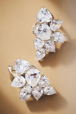 Nadri Pear-cut Crystal Cluster Earrings In Metallic