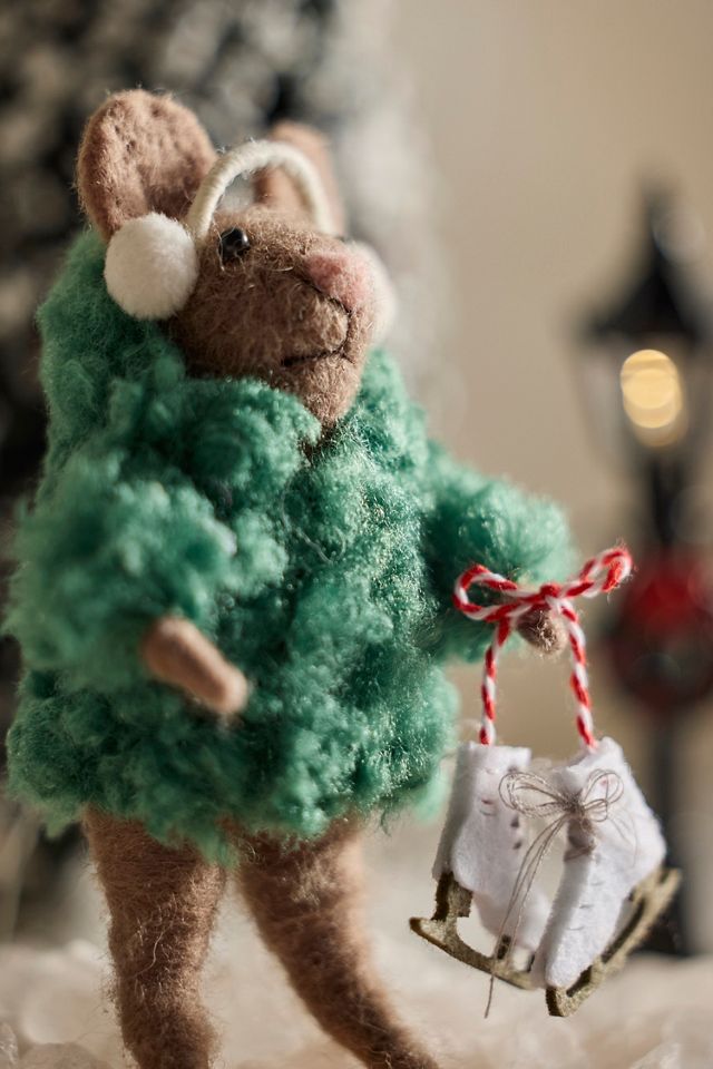 Ice Skating Mouse Felt Critter #1