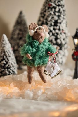 Ice Skating Mouse Felt Critter