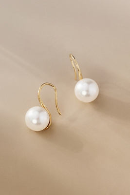 By Anthropologie Weddings Medium Pearl Fishhook Earrings In White