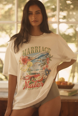 Bridemerch Honeymoon Oversized Graphic Tee In White