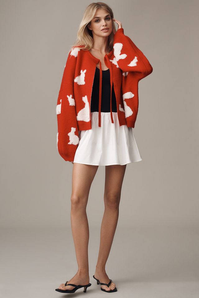 Roffe 3D Texture Tie-Front Cardigan #2
