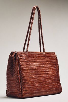 Woven Faux-Leather Tote