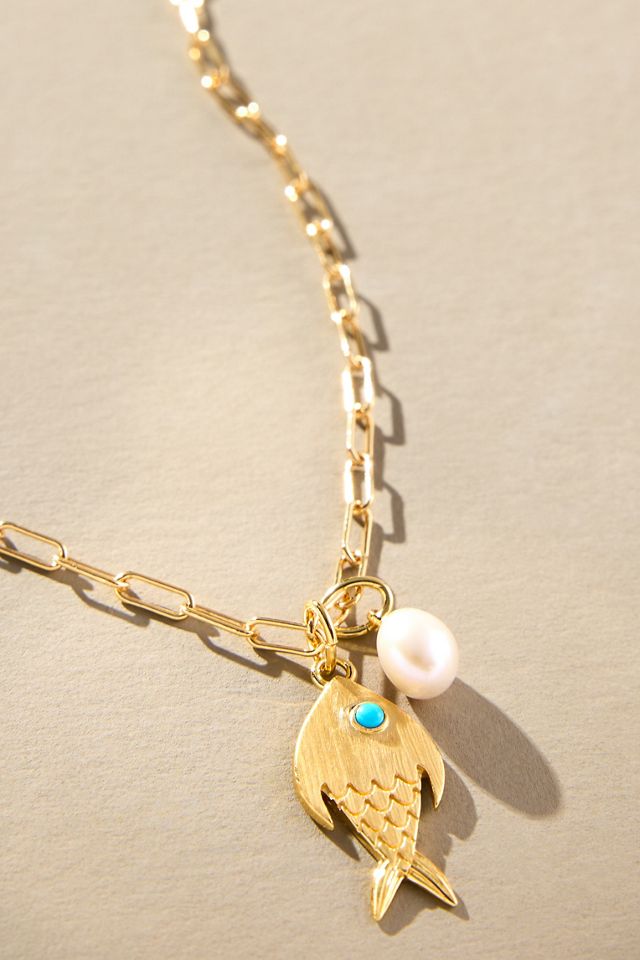 Hart Fish Charm Cloud Pearl Necklace #1