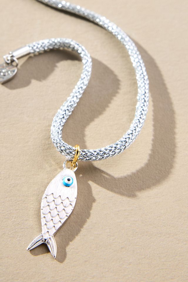 Hart Silver Fish Charm Lurex Necklace #1