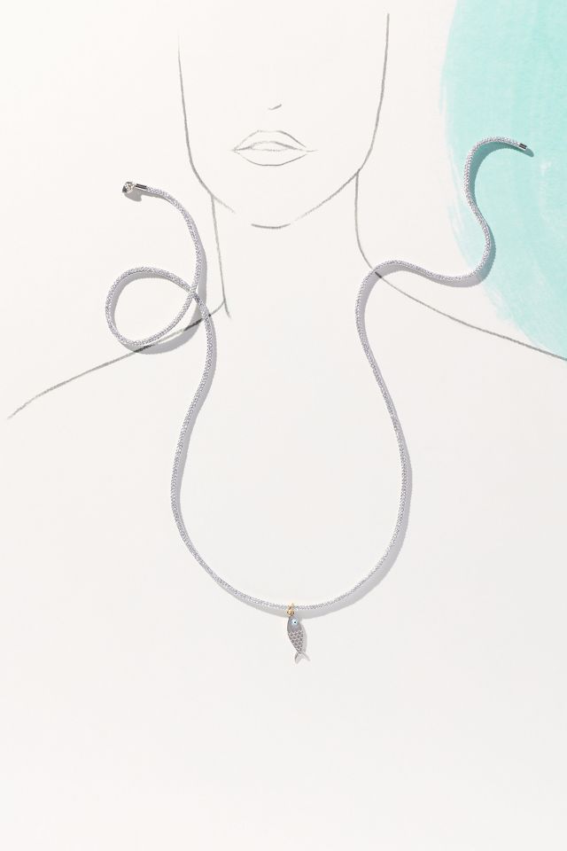 Hart Silver Fish Charm Lurex Necklace #2