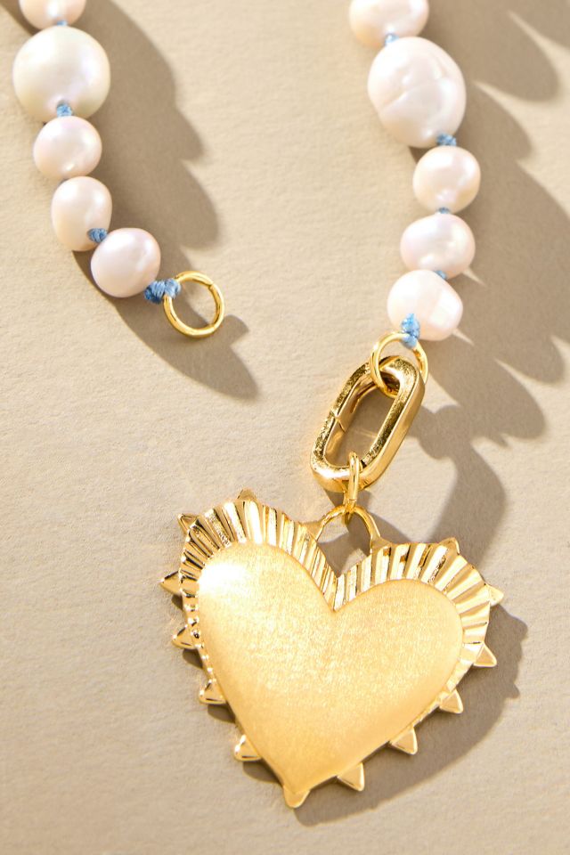 ■ENGBROX■ kitsch heart pearl necklace EBNL25041WH Hart Baroque Pearl Heart Charm Necklace | Anthropologie