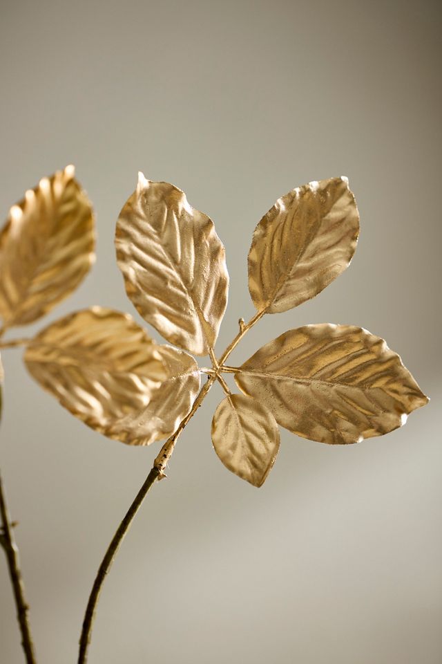 Faux Golden Leaves Spray #1