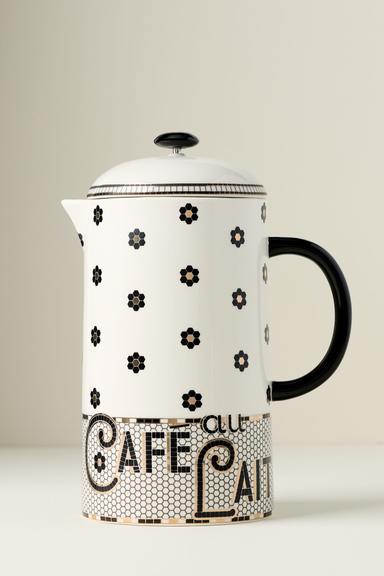 Bistro Tile French Press - Black & White Pattern, Standard, One Size