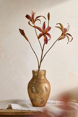 Faux Brown Lily Spray