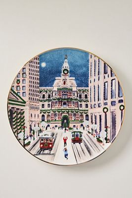 Holiday in the City Stoneware Dessert Plate