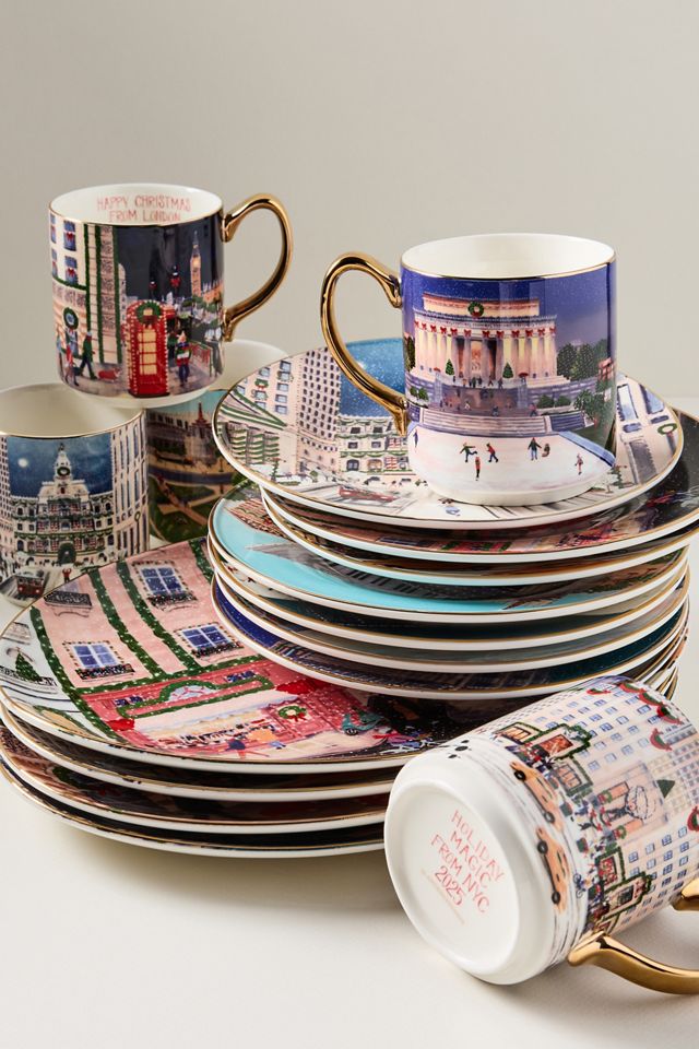 Holiday in the City Stoneware Dessert Plate | AnthroHome