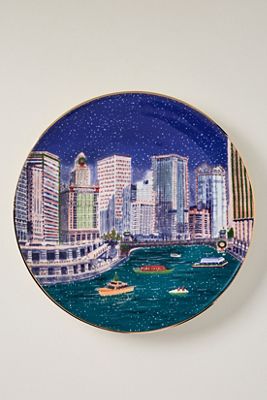 Holiday in the City Stoneware Dessert Plate