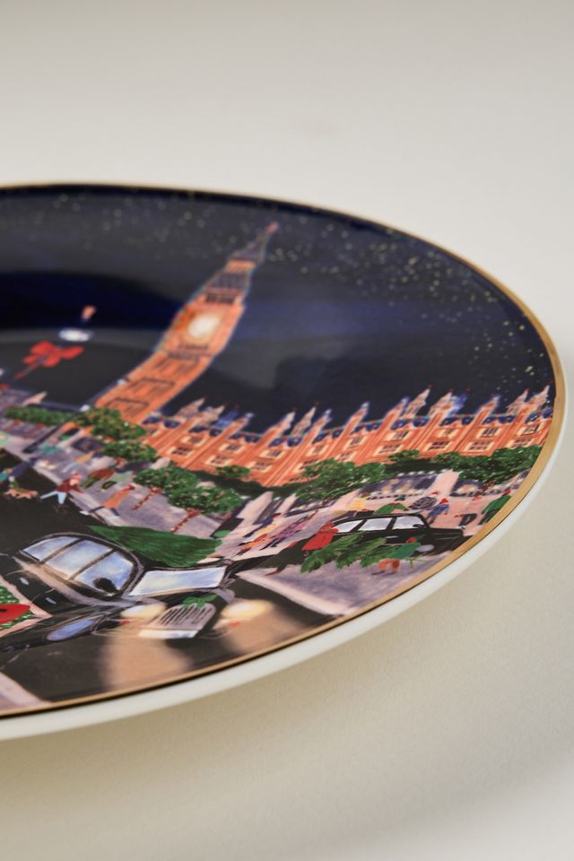 Holiday in the City Stoneware Dessert Plate | Anthropologie