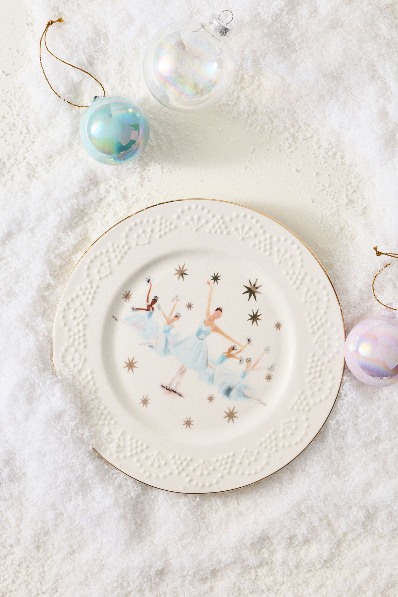 New York City Ballet Stoneware Dessert Plate - Snowflakes, Standard, One Size