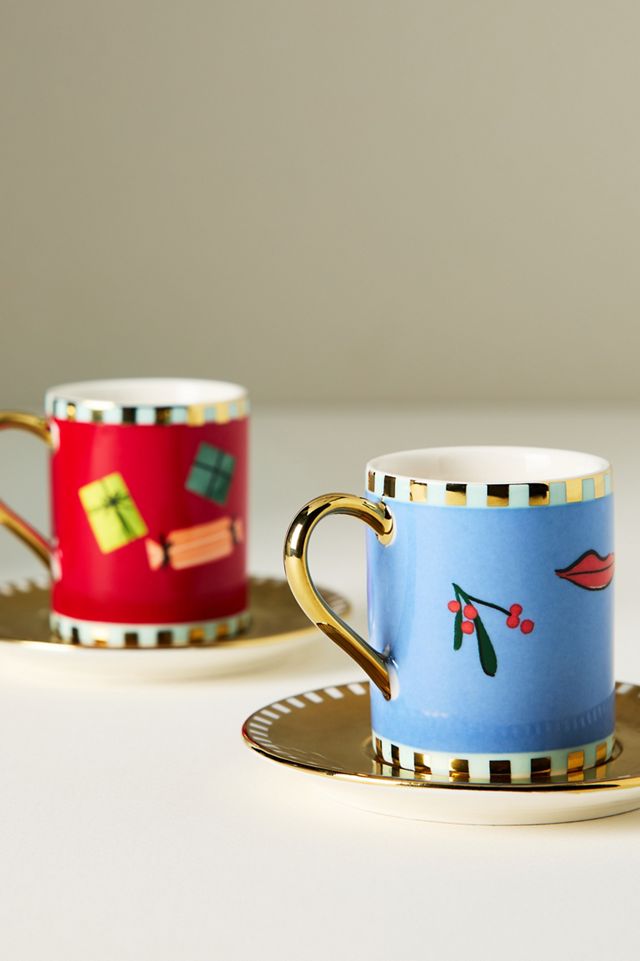 Caroline Stoneware Holiday Espresso Cup & Saucer #3