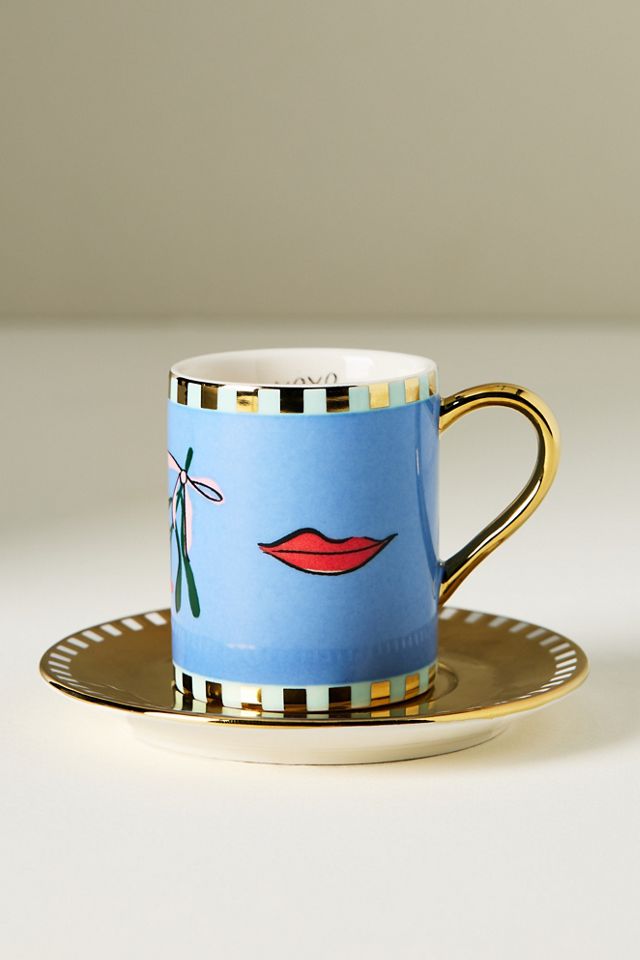 Caroline Stoneware Holiday Espresso Cup & Saucer #2