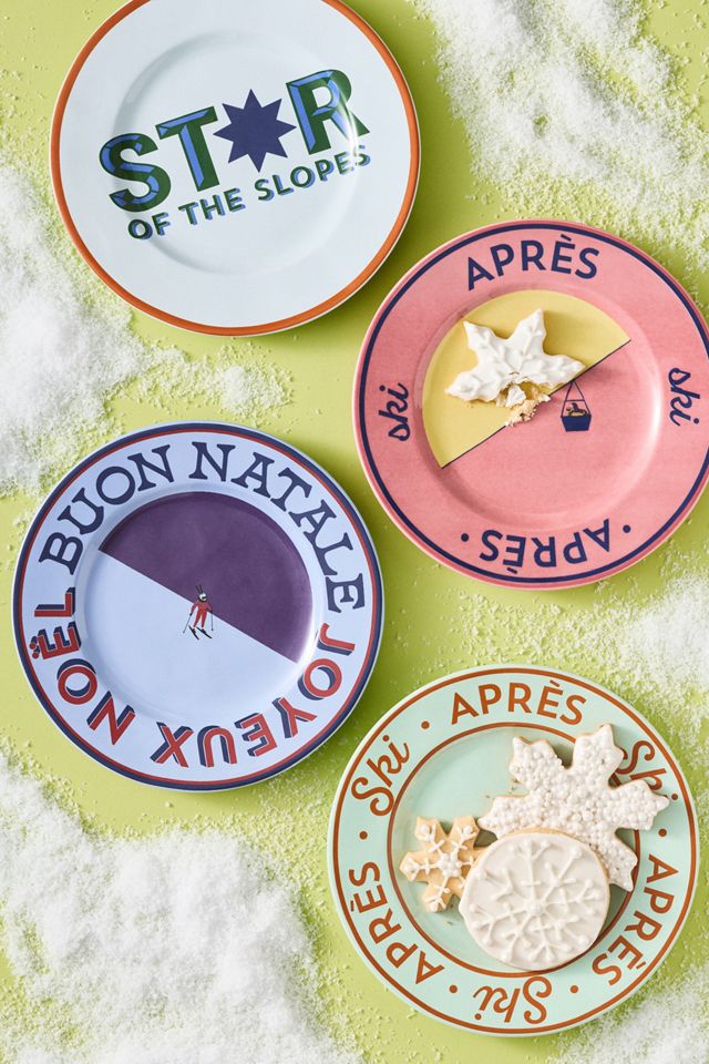 Après Ski Handpainted Stoneware Dessert Plate #1
