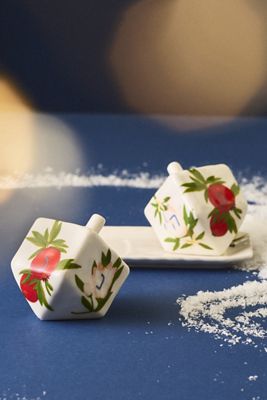 Leah Reena Goren Dreidel Stoneware Salt & Pepper Shakers
