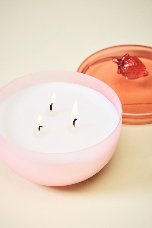 Romy Fruity Strawberry and Blonde Wood Glass Candle #1