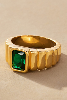 Center Stone Cigar Band Ring