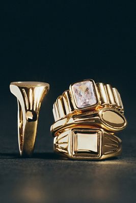 Center Stone Cigar Band Ring