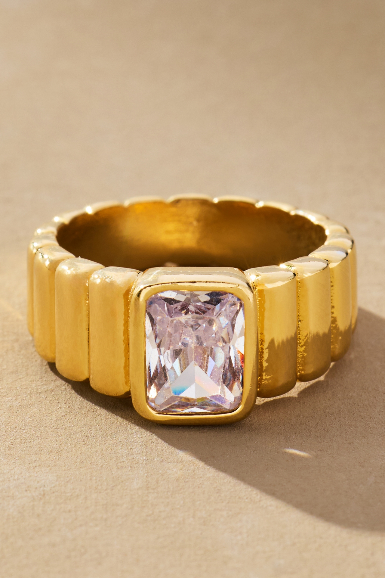 Center Stone Cigar Band Ring