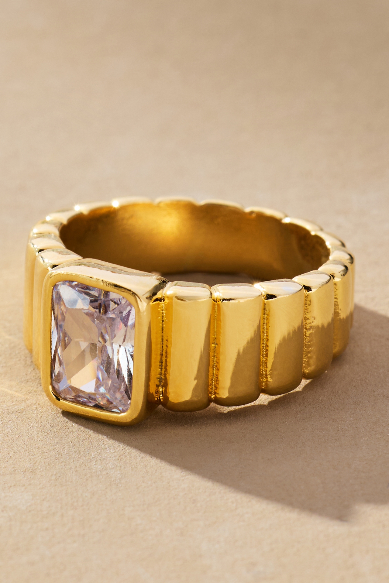 Center Stone Cigar Band Ring
