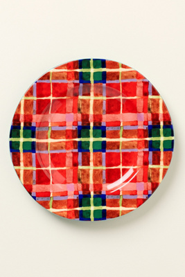 Anthropologie Tartan Stoneware Dessert Plate In Multi