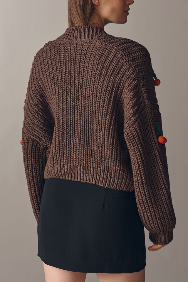 By Anthropologie 3D Lipstick Cardigan Sweater #1