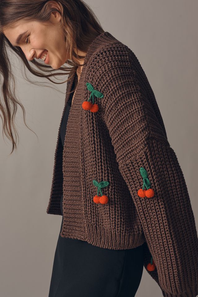 By Anthropologie 3D Lipstick Cardigan Sweater #2