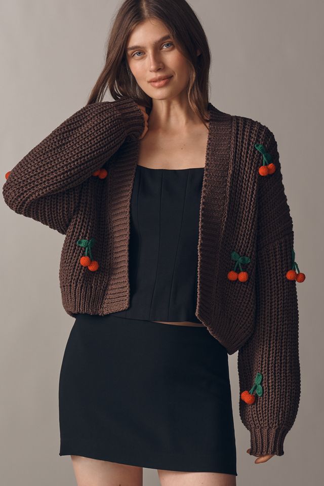 By Anthropologie 3D Lipstick Cardigan Sweater #3