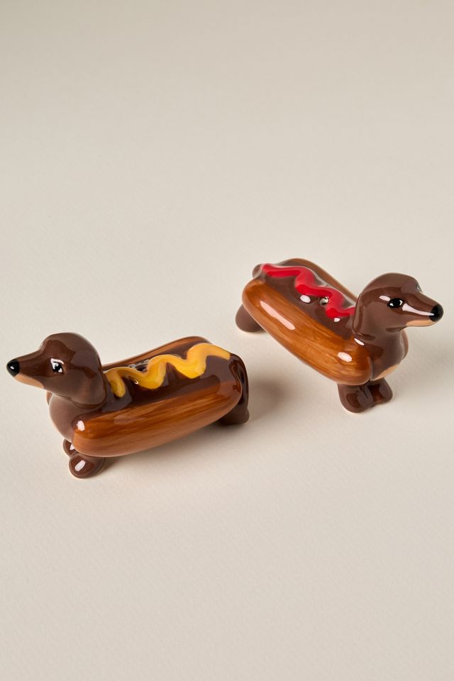 Dachshunds in Hot Dogs Ceramic Salt & Pepper Shakers