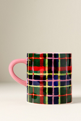 Anthropologie Tartan Stoneware Mug In Multi