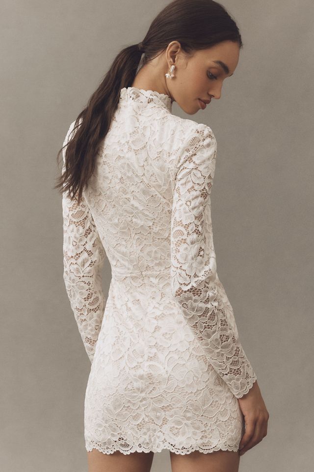 BHLDN Long-Sleeve Mock-Neck Lace Mini Dress #1
