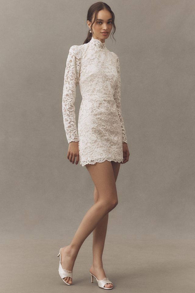 BHLDN Long-Sleeve Mock-Neck Lace Mini Dress #2