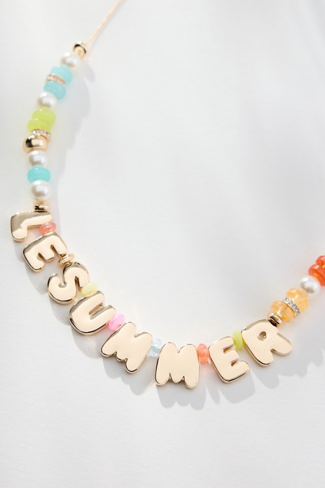 By Anthropologie Beaded Bubble-Letter Necklace #1